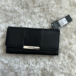 Tahari Black Vegan Leather Wallet